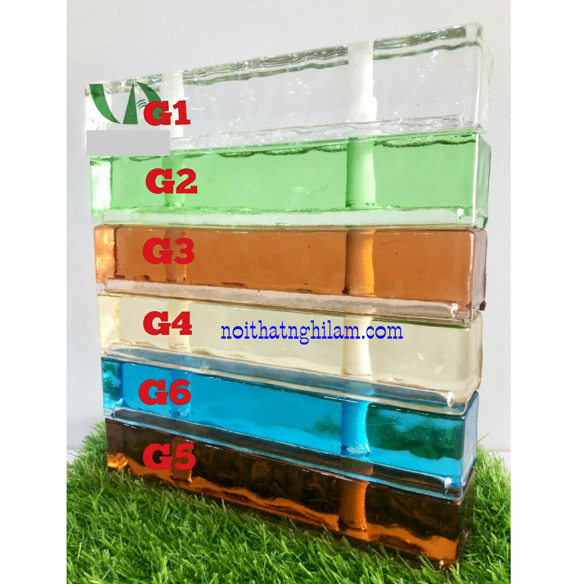 Gạch kính khối đặc lỗ cn