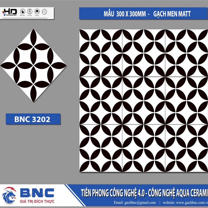 Gạch bông lát nền hoa văn 30x30 BNC 3202