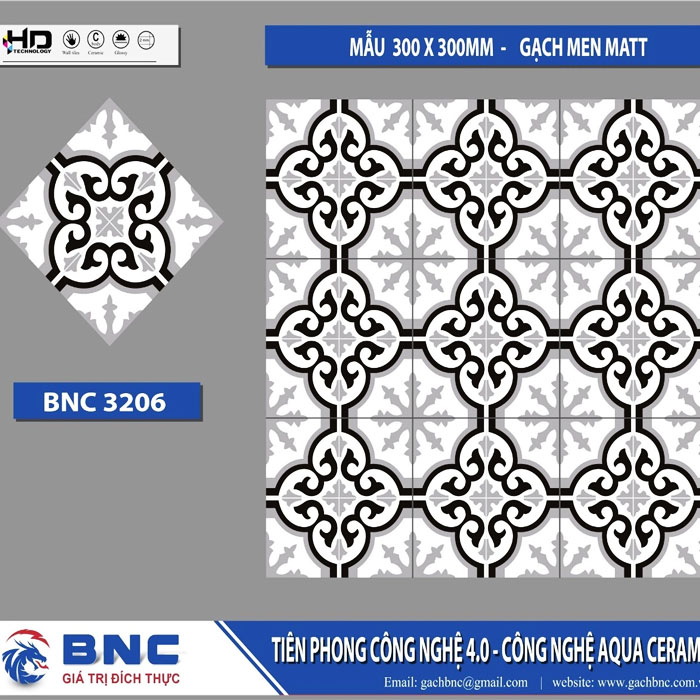 Gạch bông lát nền hoa văn 30x30 BNC 3206