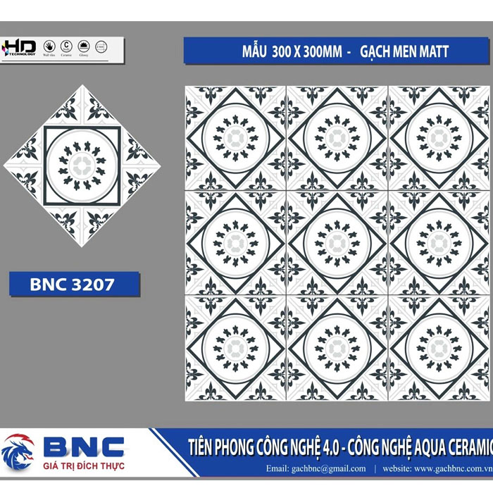 Gạch bông lát nền hoa văn 30x30 BNC 3207