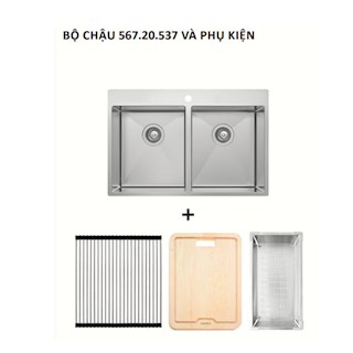 Trọn bộ, Chậu inox HS20-SSN2S90 và phụ kiện