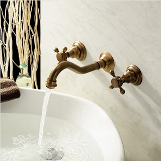 Vòi Lavabo âm tường giả cổ đồng thau Kanly GC-T08