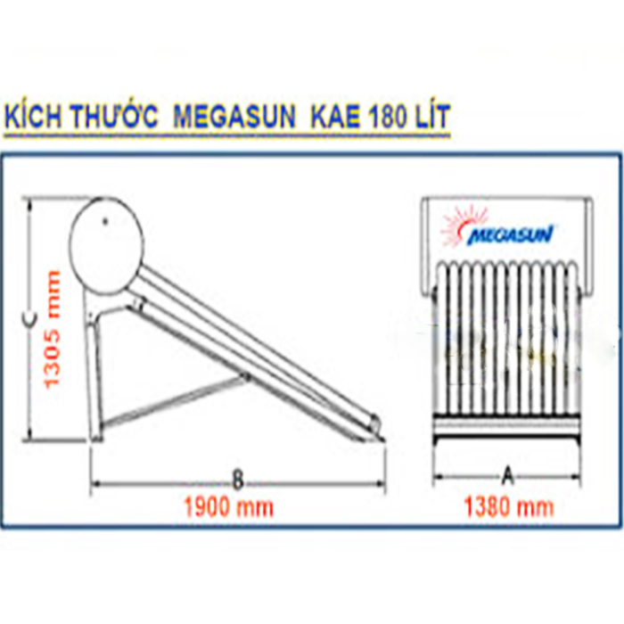 Máy nước nóng năng lượng mặt trời MEGASUN 180L